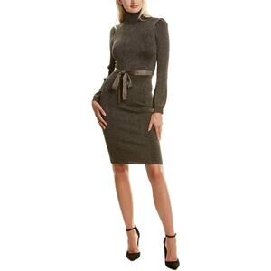 Ali & Jay‎ Shine Bright Metallic Ribbed Turtleneck Sweater Dress Medium Holiday